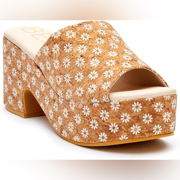 Beach By Matisse Shoes - Beach by Matisse Tan Daisy Cork Platform Wedge Sandals - Women’s 11 Terry Heels